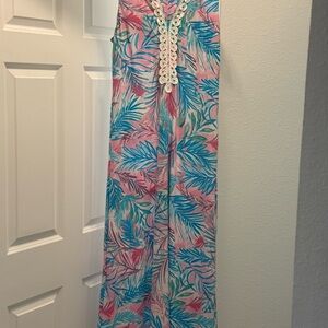 Vintage Pappagallo Pink and Blue Patterned Dress Size 14